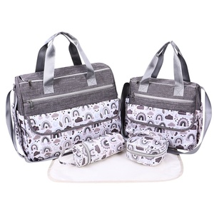 Ensemble de sacs à couches 5-en-1 pas cher, prêt à être expédié, <span class=keywords><strong>sac</strong></span> à langer de maternité, <span class=keywords><strong>sac</strong></span> de bébé mignon arc-en-ciel pour <span class=keywords><strong>maman</strong></span>, vente en gros - Product Image 3