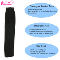 Extensions de cheveux humains vierges naturels cambodgiens lisses, invisibles, à micro-adhésifs américains, double trame machine