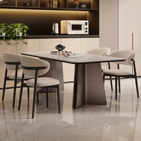 Table à manger rectangulaire blanche pure avec plateau complet, style italien minimaliste, multifonctionnelle, design moderne de luxe léger