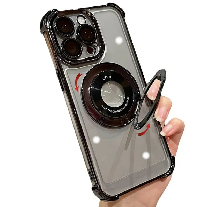 Kablosuz şarj çevirme standı 360 derece rotasyon kapak temizle kaplama tutucu manyetik telefon Iphone için kılıf 15 Pro Max 14 13