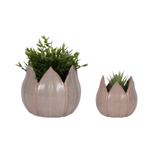 Jardinières en céramique en forme de pétale pour plantes d'intérieur et d'extérieur, pots décoratifs pour fleurs, lot de deux tailles - Product Image 2