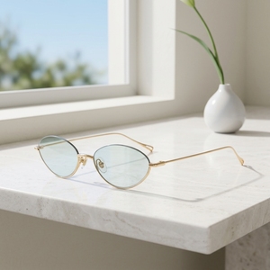 <span class=keywords><strong>Lunettes</strong></span> <span class=keywords><strong>de</strong></span> <span class=keywords><strong>soleil</strong></span> métalliques demi-cerclées ovales vintage 2026 avec verres dégradés en nylon fin électroplaqué pour femmes et hommes - Product Image 3