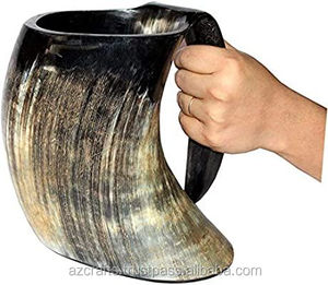Options personnalisées 1L Natural Horn Glass Tankard Viking Horn Tumbler avec poignée 800ml Capacités 1L Coffee & Drinkware Gift - Product Image 3