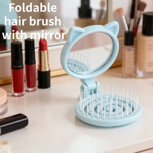 עיצוב מתקפל מיני לנסיעות ושימוש ביתי מתאים לכל סוגי השיער מתנה לילדים מראה מתקפלת בצורת דוב חמוד - Product Image 1