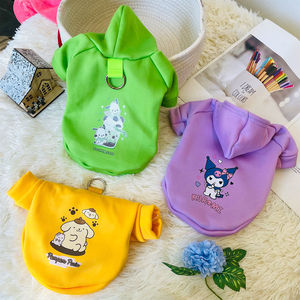 Pet Hooded Sweatshirt With Leash Buckle Print Design For Dogs Spring Autumn Winter Cute Sanrio Style Polyester Material - Product Image 1