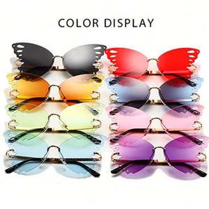 Gafas de Sol Personalizadas con Logotipo, Moda 2025, Sin Montura, Estilo Punk, Protección UV400, Montura de Mariposa, Metálicas, para Mujer - Product Image 3