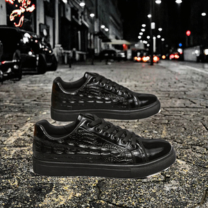 Zapatillas Deportivas de Invierno para Hombre, Parte Superior de PU, Diseño Brillante, Color Negro Puro, con Amortiguación para Caminar y Hacer Ejercicio - Product Image 3