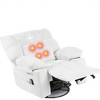 Fauteuil inclinable à bascule surdimensionné avec cadre en acier moderne, massage, chaleur, dossier et repose-pieds électriques réglables, pivotant à 270°