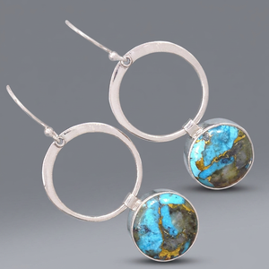 New Handmade 925 Sterling <b>Silver</b> Drop <b>Earrings</b> Blue Copper Turquoise Gemstone Wedding Luxury Women's Jewelry ODM OEM Supplier - Product Image 3