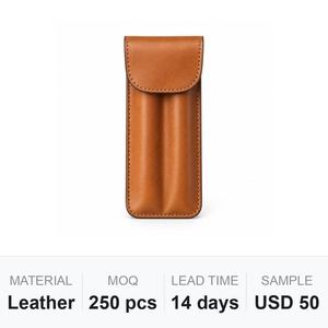 Étui à stylos en cuir fin pour deux ou trois stylos, personnalisable avec logo, cadeau d'entreprise, vente en gros - Product Image 6
