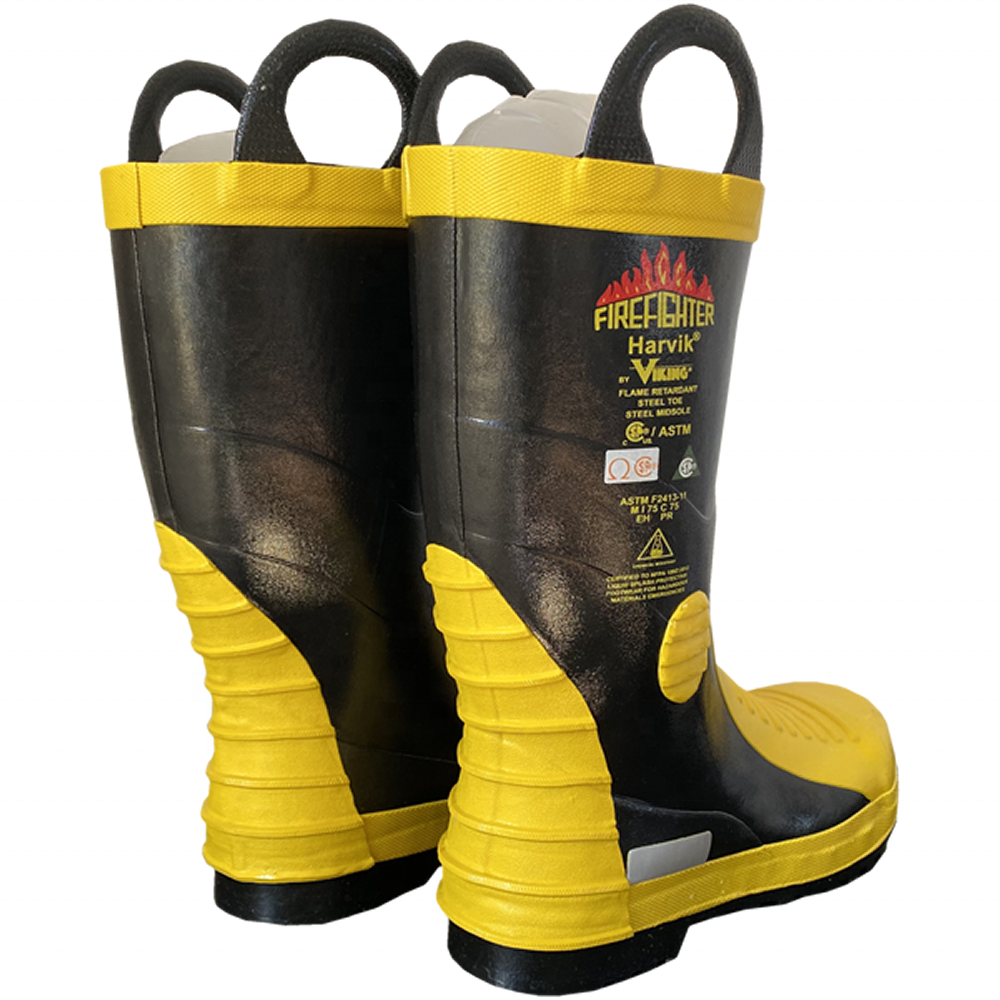 Sapatos de proteção contra incêndio, equipamento de proteção preto com ácido amarelo resistente contra incêndios