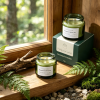 Produit phare : Bougie parfumée créative en cire de soja, faite à la main, dans un verre vert avec bouchon en bois, aux senteurs de Noël, Thanksgiving et Pâques, pour aromathérapie et cadeaux.