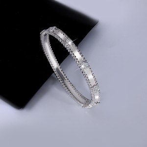 2025 High Quality Luxury 925 <strong>Silver</strong> Moissanite Four Leaf Clover <strong>Bangle</strong> Women's Gifts Lucky Clover <strong>Bracelet</strong> - Product Image 3