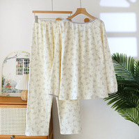 RUS Summer Cotton Clothes Rustic Breathable Postpartum Nursing Sets With Breast Pad Maternity Clothes Women Customize Pyjamas