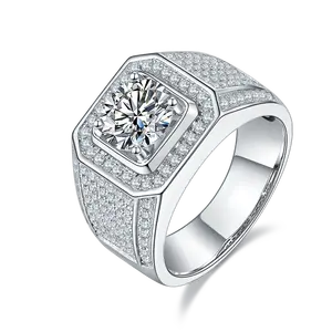 Высококачественное Ювелирное кольцо с бриллиантом на заказ, 925 посеребренное кольцо из платины 18 карат для подруги, 2 карата, большое круглое мужское кольцо с муассанитом