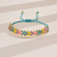 Bracelet artisanal en perles Miyuki Delica - Motif arc-en-ciel bohème fleur flèche - Bracelet ajustable pour femme - Grossiste en bijoux