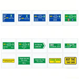 Juego de Señales de Guía para Carreteras, Cumple con las Normas de Vietnam, Señales Bilingües Vietnamita-Inglés de Dirección y <span class=keywords><strong>Peaje</strong></span> para Autopistas - Product Image 1
