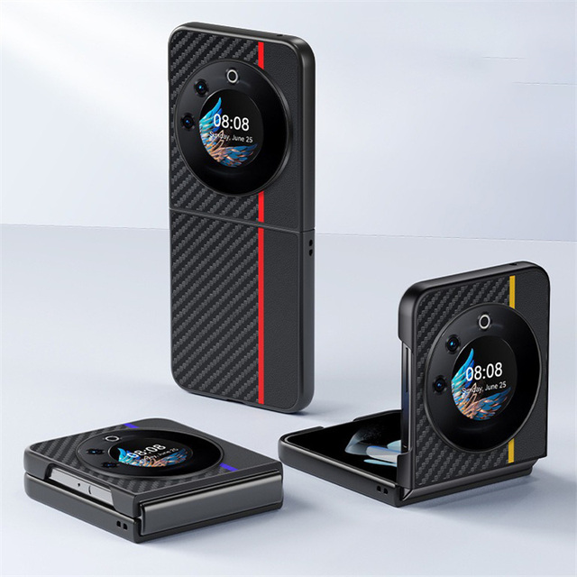 Luxury Carbon Fiber Texture PU Leather Protection Phone Cover for Tecno Phantom V Flip Folding Full protection Shockproof case