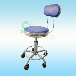 Joyful Abundance Stainless Steel Round <b>Stool</b> With Backrest Height Adjustable Blue For <b>Office</b> And Medical Use - Product Image 1