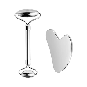 Fábrica de acero inoxidable Gua Sha herramientas faciales logotipo personalizado Metal <span class=keywords><strong>Guasha</strong></span> masaje de raspado para relajar el cuerpo <span class=keywords><strong>Guasha</strong></span> y rodillo - Product Image 1