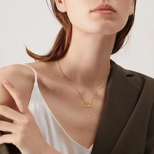 Collar con colgante de circonita de nube de oro amarillo de 18 quilates, joyería fina de Plata de Ley 925, collares de lazo de cielos nublados para regalo de mujer - Product Image 4