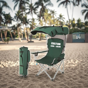 Ghế xếp ngoài trời di động, ghế thư giãn bãi biển, ghế đơn bằng vải Oxford 600D, ghế xếp kim loại có mái che - Product Image 4