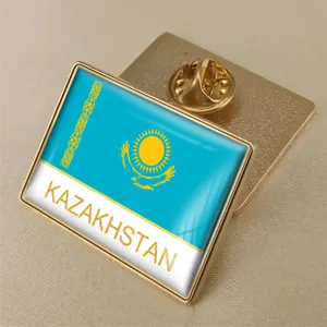 Kualitas tinggi bendera Kazakhstan gel drop lencana bros bendera lencana dari semua negara di dunia
