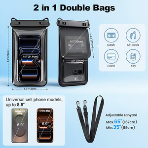 Étui étanche pour téléphone IPX8, sacs flottants à double compartiment, sac étanche pour téléphone portable avec mousse au dos - Product Image 5