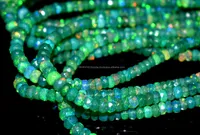 Nouveaux arrivages : perles d'opale éthiopienne verte facettées, forme rondelle, Welo Fire, 4-5 mm, perles d'opale en vrac pour la création de bijoux, 16 pouces