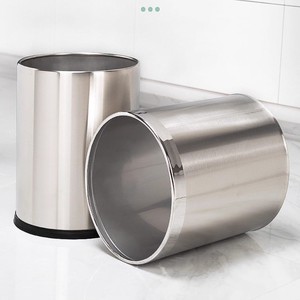Double-layer stainless steel trash can for home use, living room, toilet, bathroom, <b>kitchen</b>, large size, office, no lid. - Product Image 2