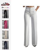Pantalons de costume pour femmes, taille haute, coupe droite, couleur unie simple, pantalon de costume à jambes larges, pantalon de costume tendance, coupe ajustée