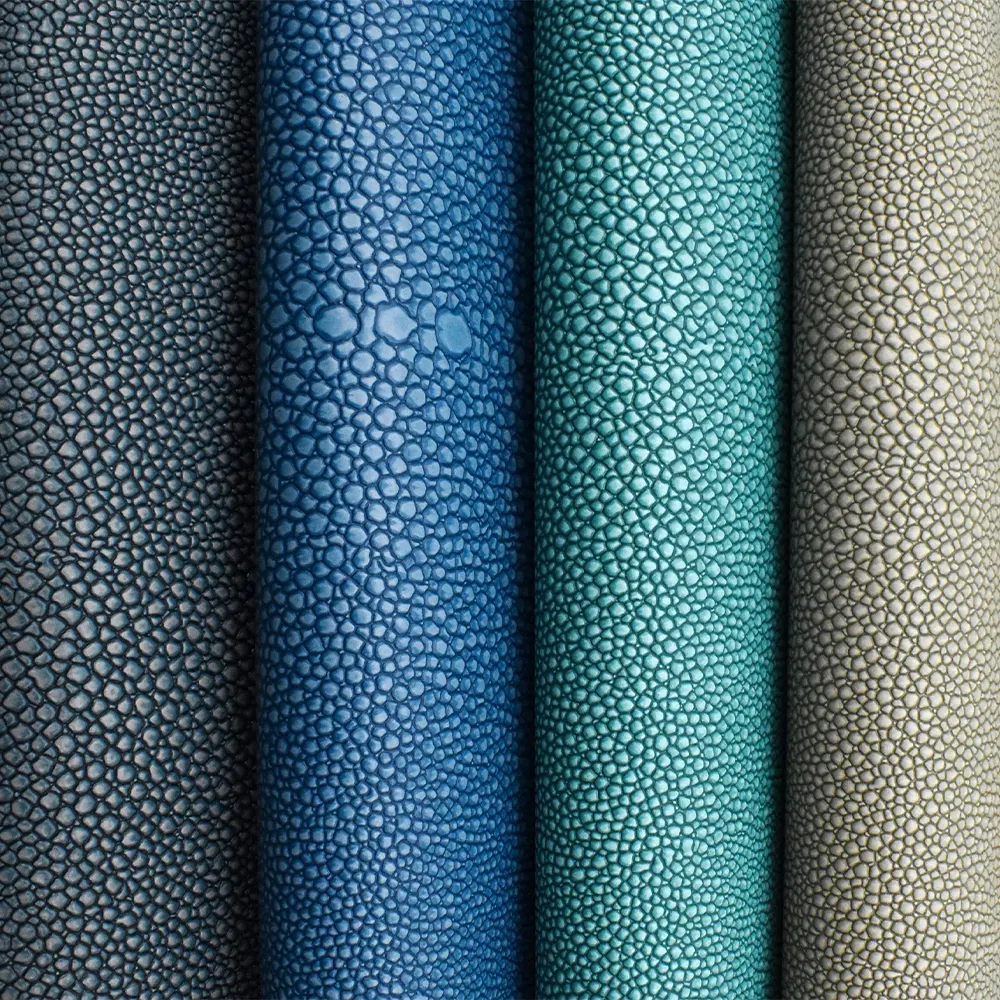 Grosir kain pelapis kulit sintetis pola ikan pari dicetak kulit PVC imitasi Shagreen untuk Sofa, dekorasi rumah