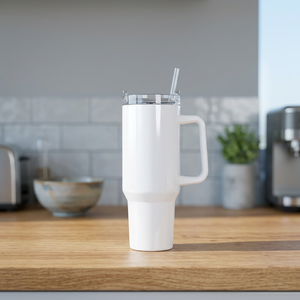 Vaso Térmico de Acero Inoxidable de 40oz H1.0 Blanco con Aislamiento al Vacío de Doble Pared, con Asa y Tapa, Diseño Minimalista para Viajes, en Stock en EE. UU. - Product Image 3