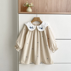 Vestito da Principessa per Bambina con Fiocco Ricamato Beige 0-6 Anni Abito a Maniche Lunghe per Neonata Abbigliamento per Bambine - Product Image 4