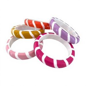 Brazalete de resina acrílica rosa geométrico elegante, estilo hiperbólico, pulseras de resina gruesas, joyería moderna para fiestas y bodas para mujeres - Product Image 2