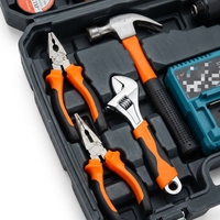Ensemble d'outils électriques professionnels orange, divers, avec accessoires complets, ensemble d'outils à douilles manuelles