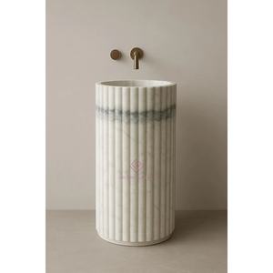 미니멀리스트 독립형 대리석 받침대 싱크 17x17x31 "수제 고급 욕실 허영심 - Product Image 4