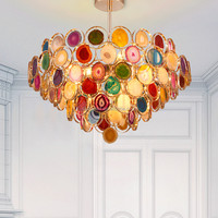 Lustre moderne en agate, lampe suspendue dorée pour bureau à domicile, restaurant, tranche d'agate