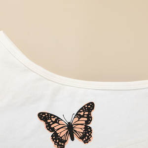 Conjuntos de Ropa para Niñas, Conjunto Sexy con Hombro Oblicuo y Estampado de Mariposas, Pantalones Cortos de Algodón, Ropa para Niñas - Product Image 2