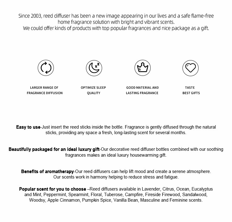 Aroma Home Customized Label Scented Reed Diffuser Fragrance Oil Home Decor 4