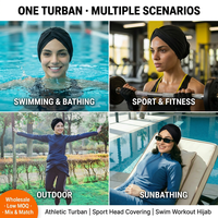 Turban de bain à séchage rapide, hijab, protection solaire UPF+ 50, couvre-tête de sport imperméable, bonnet de bain pour femmes musulmanes, piscine, bain