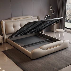 Mobili di Lusso in Legno per Camera da <span class=keywords><strong>Letto</strong></span>, Letti Imbottiti Morbidi, <span class=keywords><strong>Letto</strong></span> <span class=keywords><strong>Matrimoniale</strong></span> King Size con Contenitore, Set Completo di Arredamento - Product Image 6