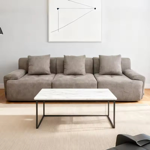 Sofá Modular Compacto de Lino Estilo Nube Crema, Diseño Comprimido al Vacío, Totalmente de Esponja, Ideal para Salas Pequeñas y Uso Hotelero - Product Image 6