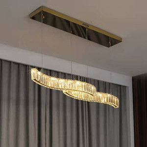 Crystal <b>Chandelier</b> Gold Finish E26 LED Pendant Light Switch Control Dimmable 3500K Warm White Shape Adjustable Height 5-Year - Product Image 2