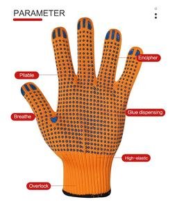 Guantes de poliéster lavables y reutilizables con puntos de PVC, puño elástico de punto sin costuras, guantes de agarre de poliéster para manipulación en almacén, Vietnam - Product Image 2