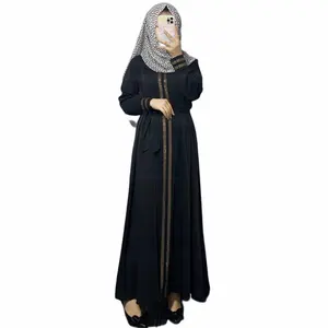 Super Populair Design Vrouwen Zwart Abaya Moslim Jurk Vest Gewaden Arab Kaftan Abaya Islamic Kleding Volwassen Jurk