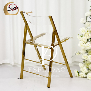 Chaise pliante moderne en acrylique pour salle à manger et mariage, avec cadre en acier inoxydable et assise en plastique transparent - Product Image 4