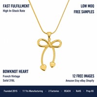 Collier Pendentif Nœud en Acier Inoxydable Plaqué Or 18K, Étanche et Inaltérable, Meilleure Vente 2026, Prêt à l'Expédition en Gros