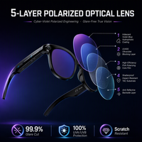 Lunettes Intelligentes IA avec Caméra 1080P, Verres Polarisés UV400, Stabilisation d'Image, Traduction en Temps Réel, Musique, Appels Téléphoniques, IP67