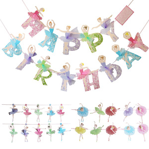 Youlun, venta al por mayor, Bandera de papel, multicolor, Ángeles bailarines, chica de <span class=keywords><strong>Ballet</strong></span>, pancartas de fiesta de feliz cumpleaños para decoración de fiesta - Product Image 1
